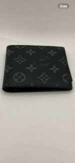 84-HRTT Monogrammed Wallet Mens Black Folded Wallet Card Slots, Bills, ID Slot