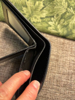 84-HRTT Monogrammed Wallet Mens Black Folded Wallet Card Slots, Bills, ID Slot
