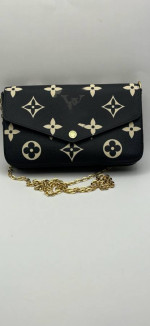 80-ATTT Bicolor Monogram Clutch With Zip Coin Pouch, Card Holder & Chain Strap