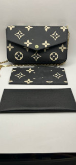 80-ATTT Bicolor Monogram Clutch With Zip Coin Pouch, Card Holder & Chain Strap