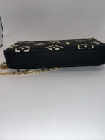 80-ATTT Bicolor Monogram Clutch With Zip Coin Pouch, Card Holder & Chain Strap