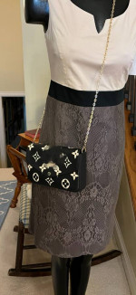 80-ATTT Bicolor Monogram Clutch With Zip Coin Pouch, Card Holder & Chain Strap