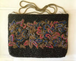 🎁🌹VTG Evening Crossbody Black Floral Beaded Hand Made Purse