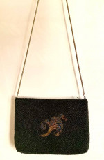 🎁🌹VTG Evening Crossbody Black Floral Beaded Hand Made Purse