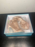 Betsey Johnson Satin Heart Open Toe Heels