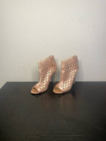 Betsey Johnson Satin Heart Open Toe Heels