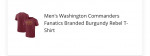 Men’s New Washington Commanders Clothing & Accessories