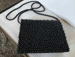 Beaded 7" x 5" Black Crossbody Shoulder Purse or Evening Bag