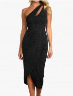 One Shoulder Cocktail Dress for Women(BLACK 2XL)