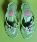Lilly Pulitzer Leather Thong Sandals Lime Green & Pink Flower - 7 M