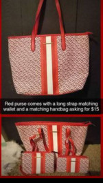 Red purse with 2 matching bags