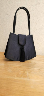 Black Satin Mini Purse with Tassel