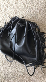 New Victoria’s Secret black backpack bag purse with fringes