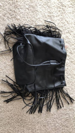New Victoria’s Secret black backpack bag purse with fringes