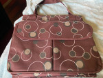 DARK BROWN CIRCULAR PATTERNED TOTE SATCHEL BAG WITH FRONT POCKET