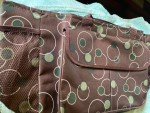 DARK BROWN CIRCULAR PATTERNED TOTE SATCHEL BAG WITH FRONT POCKET