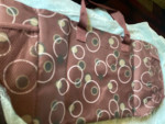 DARK BROWN CIRCULAR PATTERNED TOTE SATCHEL BAG WITH FRONT POCKET