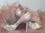 sale💝 NeW rare EXOTIC skin leather PEEP toe heels pumps PinK BRAziL