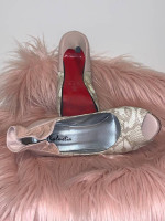 sale💝 NeW rare EXOTIC skin leather PEEP toe heels pumps PinK BRAziL