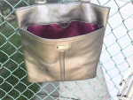 Cole Haan Tote Handbag + Wallet Set Silver Metallic Leather Preowned