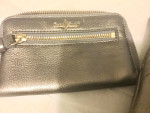 Cole Haan Tote Handbag + Wallet Set Silver Metallic Leather Preowned