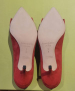NEW KATE SPADE Red Suede Heels Pumps Pointed Toe Bow ITALY - Size 7 B