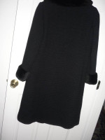 Women's Size Petite Small Forstmann Wool Winter Coat w/ Beaver Trim