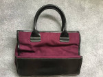Vtg. Saks Fifth Avenue Burgundy Suede Tote Handbag Preowned