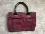 Vtg. Saks Fifth Avenue Burgundy Suede Tote Handbag Preowned