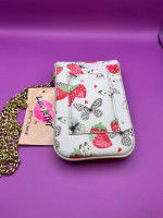33-STT Betsey Johnson Vegan Leather Cell Phone Holder Crossbody New With Tags