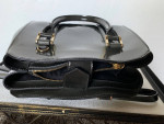 L.K. Bennett Gray Moonstone Patent Leather Shoulder Bag Hand Bag Purse