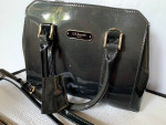 L.K. Bennett Gray Moonstone Patent Leather Shoulder Bag Hand Bag Purse