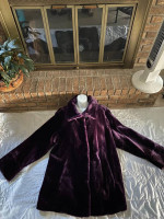 NWT Vtg. Dennis Basso Purple Faux Fur Coat/Jacket Women's 3X