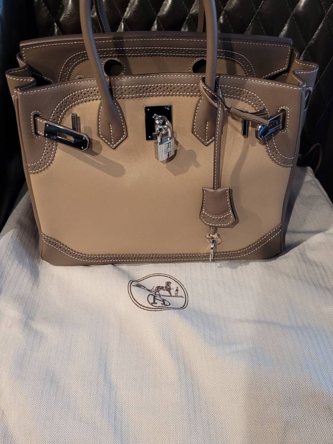 Hermes The Ghillies Brikin 30cm Silver hardware grey bag handbag


