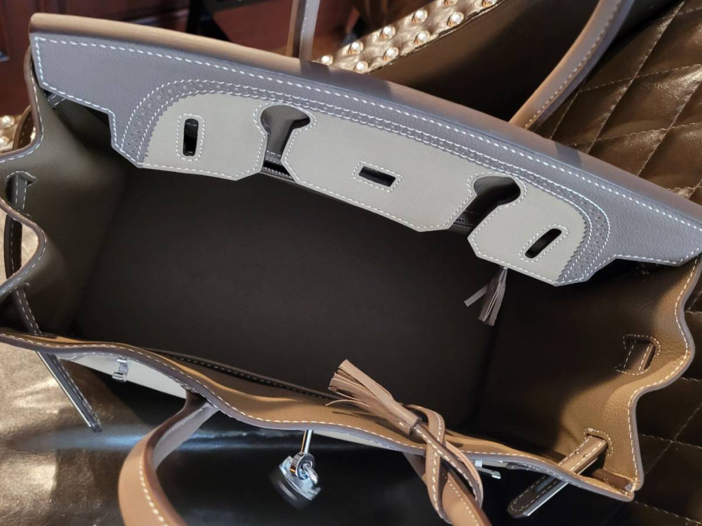 Hermes The Ghillies Brikin 30cm Silver hardware grey bag handbag

