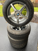 4 Like New 205X60X16 92S Firestone Winterforce Snow Tires on BMW Alloy Wheels