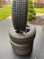 4 Like New 205X60X16 92S Firestone Winterforce Snow Tires on BMW Alloy Wheels