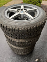 4 Like New 205X60X16 92S Firestone Winterforce Snow Tires on BMW Alloy Wheels