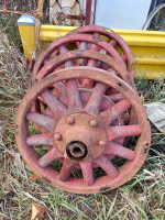 4 vintage wooden spoke wheels