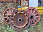 4 vintage wooden spoke wheels