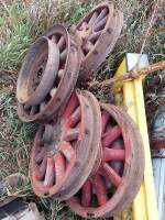 4 vintage wooden spoke wheels