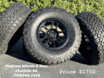 17x9 black Ford F-150 Raptor rims 6x135 6 lug wheels 35” BFG A/T tires
