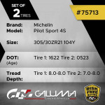 Set of 2 Tires LikeNEW Michelin Pilot Sport 4S 305/30ZR21 104Y #75713