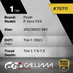 1 (One) Tire LikeNEW Pirelli P Zero PZ4 255/35R21 98Y #75711