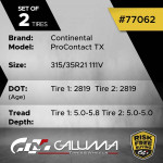 Set of 2 Tires Continental ProContact TX 315/35R21 No Patch #77062