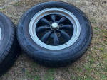2x 1968-1979 VW Beetle Bug Ghia 4 Lug EMPI Wheels & Tires Set Pair