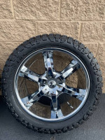 22 inch Akuza Lucana chrome wheels with 33x12.50x22 tires