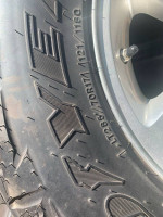5 Goodyear Kevlar MTR’s (mud terrain) tires with MOAB Jeep wheels