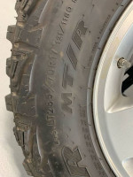 5 Goodyear Kevlar MTR’s (mud terrain) tires with MOAB Jeep wheels