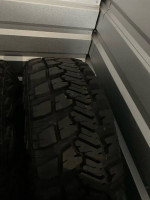 5 Goodyear Kevlar MTR’s (mud terrain) tires with MOAB Jeep wheels